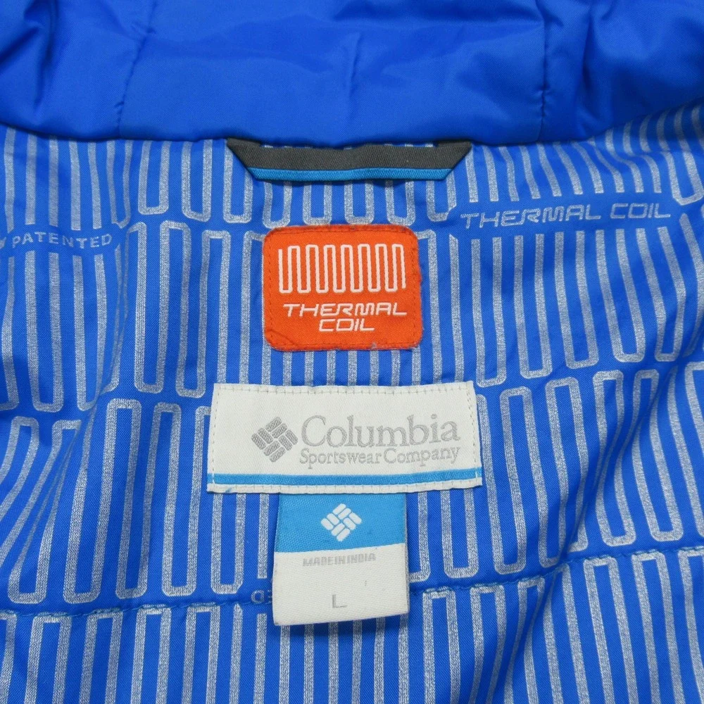 Columbia Jacket Kids Large Blue Thermal Camo Hooded Water‎ Resistant Insulated